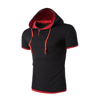 Men'S Fashion Hooded Fake Two Casual Short Sleeve T-Shirts