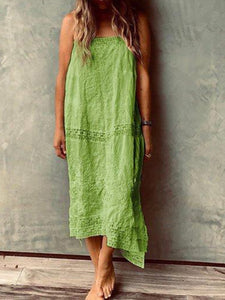 Simple Sling Casual Loose Solid Color Dress