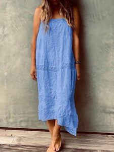 Simple Sling Casual Loose Solid Color Dress