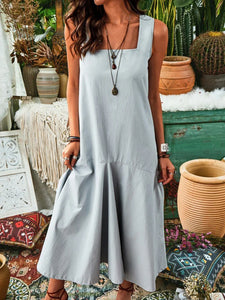 Bohemian Solid Color Casual Loose Sling Dress