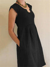 Load image into Gallery viewer, Women Cotton And Linen U-Neck High-Waist A-Line Sleeveless Dress