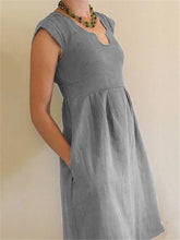 Load image into Gallery viewer, Women Cotton And Linen U-Neck High-Waist A-Line Sleeveless Dress