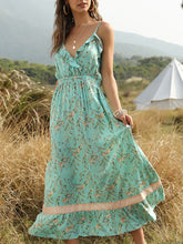 Load image into Gallery viewer, Women Bohemian Floral V-Neck Ruffle Maxi Dress