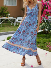 Load image into Gallery viewer, Women Bohemian Floral V-Neck Ruffle Maxi Dress