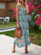 Load image into Gallery viewer, Women Bohemian Floral V-Neck Ruffle Maxi Dress