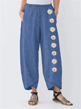 Load image into Gallery viewer, Women&#39;s Floral Print Solid Color Pant Loose Split Trousers