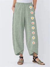 Load image into Gallery viewer, Women&#39;s Floral Print Solid Color Pant Loose Split Trousers