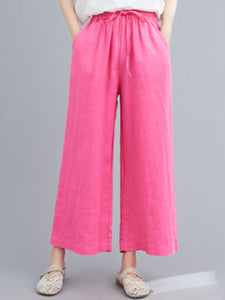 Women's Loose Casual Elastic Waist Tie Wide Leg Pants