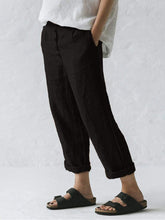 Load image into Gallery viewer, Women&#39;s Linen Button Casual Pants Long Trousers with Pockets