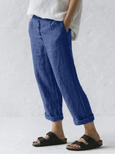 Load image into Gallery viewer, Women&#39;s Linen Button Casual Pants Long Trousers with Pockets