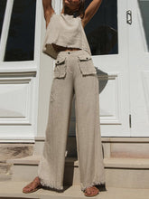 Load image into Gallery viewer, Round Neck Tassel Stitching Pocket Trousers Casual Suit