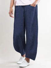 Load image into Gallery viewer, Women&#39;s Cotton and Linen Solid Color Trousers Wide Leg Casual Pants