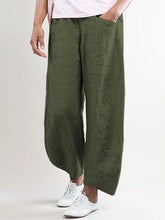 Load image into Gallery viewer, Women&#39;s Cotton and Linen Solid Color Trousers Wide Leg Casual Pants