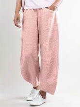 Load image into Gallery viewer, Women&#39;s Cotton and Linen Solid Color Trousers Wide Leg Casual Pants