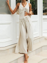 Load image into Gallery viewer, Fashion Drawstring Vest Wide-Leg Split Trousers Two-Piece Suit