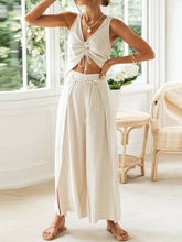 Load image into Gallery viewer, Fashion Drawstring Vest Wide-Leg Split Trousers Two-Piece Suit