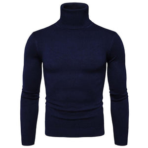 Men'S Slim Lapel All-Match Knitted Turtleneck Sweater