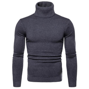 Men'S Slim Lapel All-Match Knitted Turtleneck Sweater