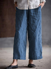 Load image into Gallery viewer, Women Cotton and Linen Pure Color Loose Straight Pant