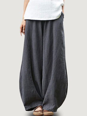 Women Cotton and Linen Wide Leg Bloomer Pant