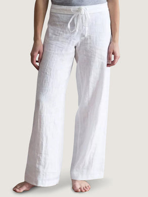 Women Cotton and Linen Simple Solid Color Straight Pant