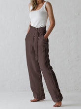 Load image into Gallery viewer, Women Cotton and Linen High Waist Lace-Up Casual Pant