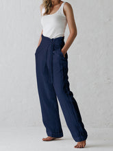 Load image into Gallery viewer, Women Cotton and Linen High Waist Lace-Up Casual Pant