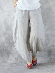 Women Cotton and Linen Casual Bloomer Pant