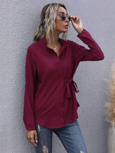 Load image into Gallery viewer, Solid Color Tie Long Sleeve Shirt