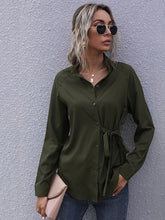 Load image into Gallery viewer, Solid Color Tie Long Sleeve Shirt