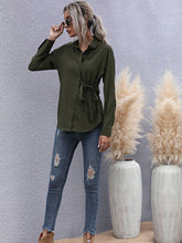 Load image into Gallery viewer, Solid Color Tie Long Sleeve Shirt