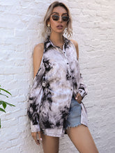 Load image into Gallery viewer, Hollow Strapless Long-sleeved Tie-dye Shirt
