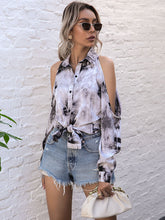 Load image into Gallery viewer, Hollow Strapless Long-sleeved Tie-dye Shirt