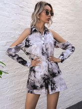 Load image into Gallery viewer, Hollow Strapless Long-sleeved Tie-dye Shirt