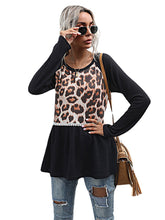 Load image into Gallery viewer, Casual Leopard Print Stitching T-shirt