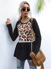 Load image into Gallery viewer, Casual Leopard Print Stitching T-shirt