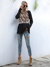 Load image into Gallery viewer, Casual Leopard Print Stitching T-shirt