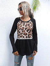Load image into Gallery viewer, Casual Leopard Print Stitching T-shirt