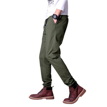 Load image into Gallery viewer, Men&#39;S Cotton Elastic Waist Bungee Pants Solid Color Overalls