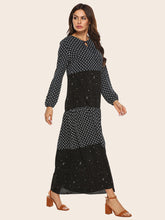 Load image into Gallery viewer, Star Print Stitching Polka Dot Long Sleeve Dress