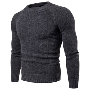 Men'S Round Neck Solid Color Long Sleeve Knitted Bottoming Shirt