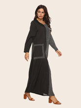 Load image into Gallery viewer, Striped Stitching Round Neck Long Sleeve Dress