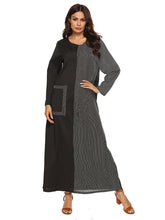 Load image into Gallery viewer, Striped Stitching Round Neck Long Sleeve Dress