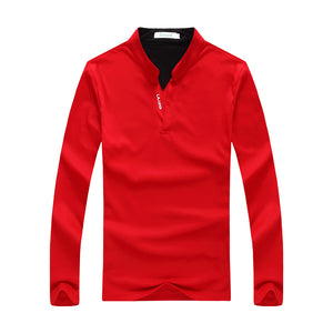 Men'S Stand Collar Long Sleeve POLO Shirt