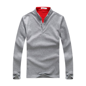 Men'S Stand Collar Long Sleeve POLO Shirt