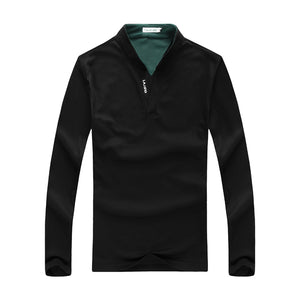 Men'S Stand Collar Long Sleeve POLO Shirt