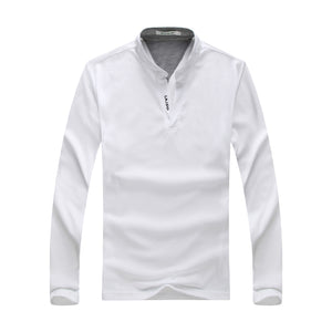 Men'S Stand Collar Long Sleeve POLO Shirt