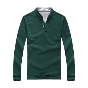 Men'S Stand Collar Long Sleeve POLO Shirt