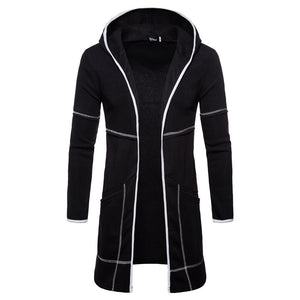 Men'S Casual Hooded Cardigan Mid-Length Coat