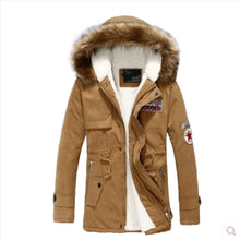 Load image into Gallery viewer, Men&#39;s Winter Hooded Plus Fleece Mid-length Cotton Coat